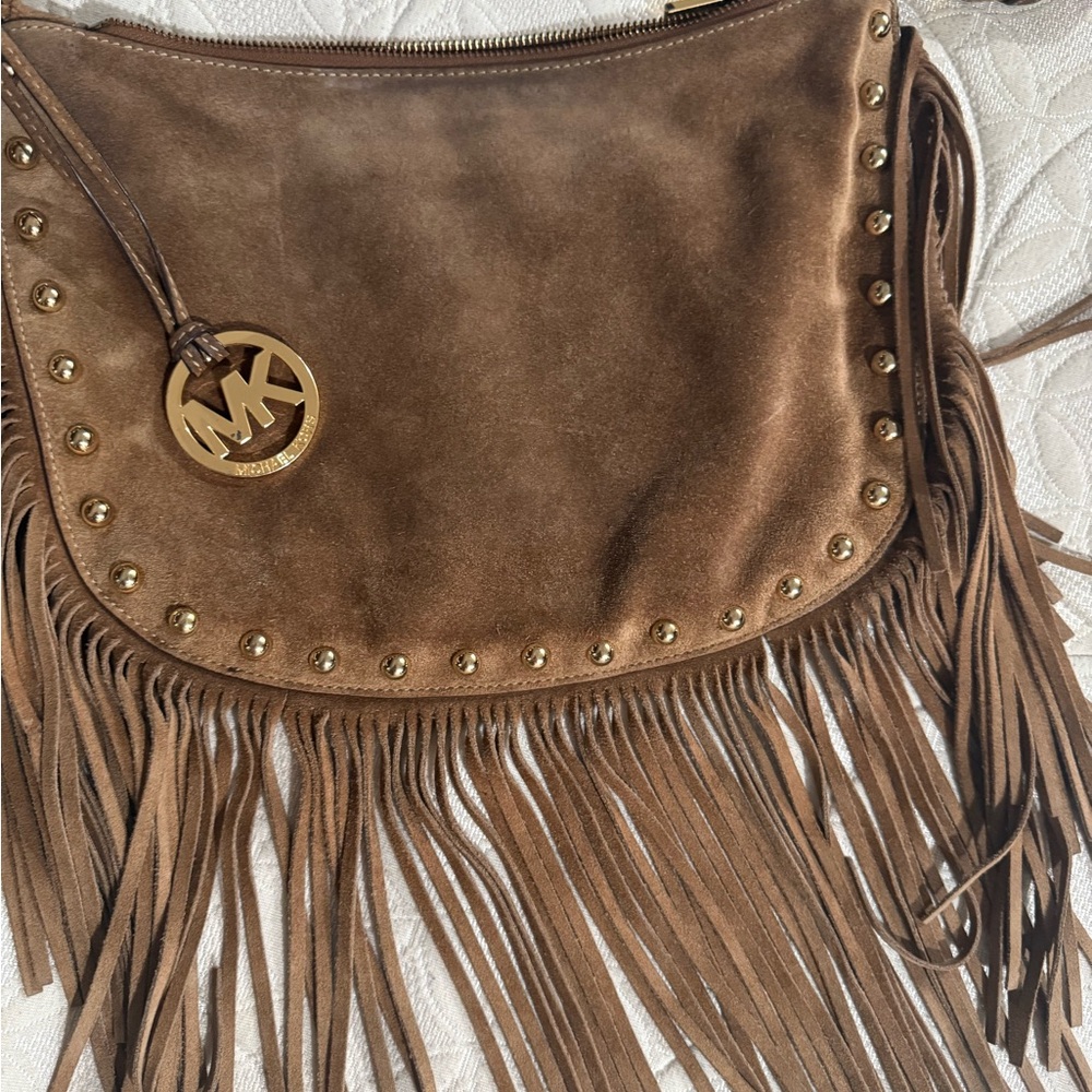 Michael Kors Brown Leather Shoulder Bag with Fringe